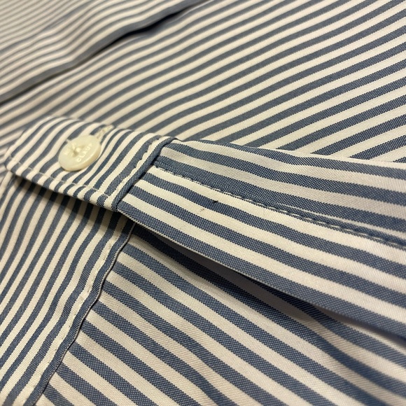 NICE CLAUP Striped Button-up Dress Shirt Light Blue White Made in Korea - Picture 16 of 16